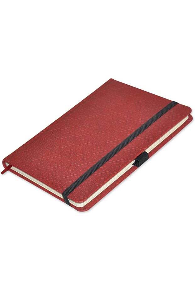 FIS® Executive Notebook, Size 13x21CM, 96 Sheets 5MM Square With Elastic PU Window Maroon Design 4