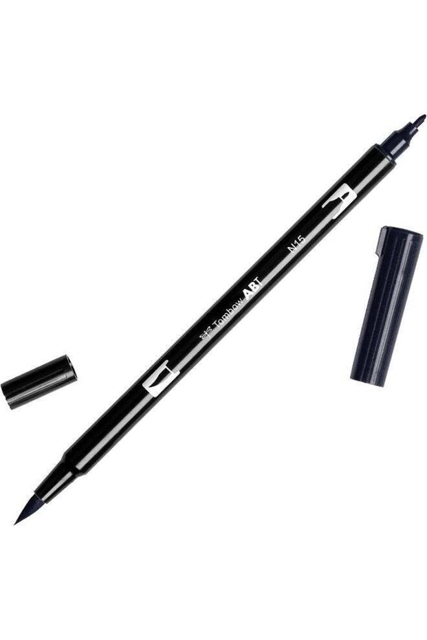 TOMBOW ABT Dual Brush Pen AB-TN15, brush tip and fine tip, Black, Water-Based Ink, 1 pen for letter