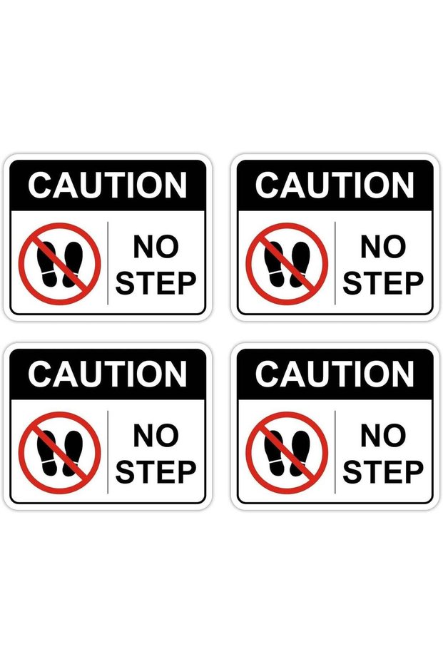 ARS® Caution No Step Stickers - High Visibility Warning Labels Decals (4 Pack)