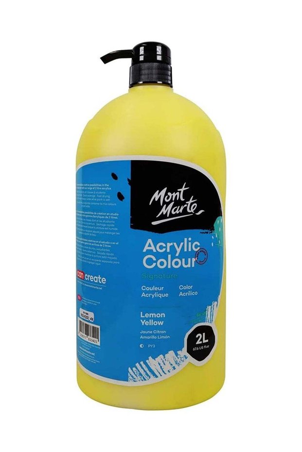 Signature Acrylic Colour 2 Litre Content With Pump Lemon Yellow
