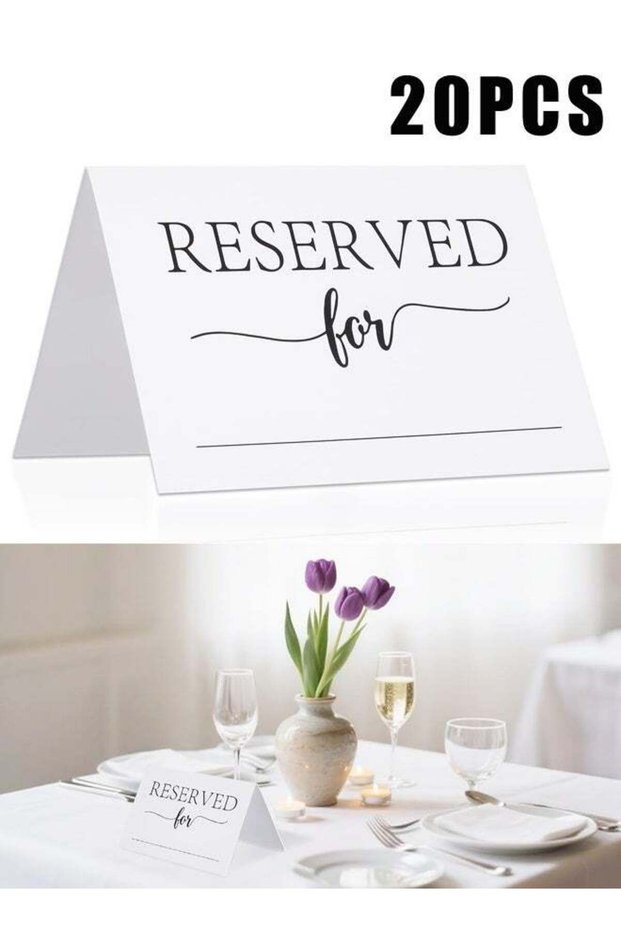 20 PCS Reserved Table Signs,Double Sided Folded Reserved Seating Cards with Name Line for Restauran