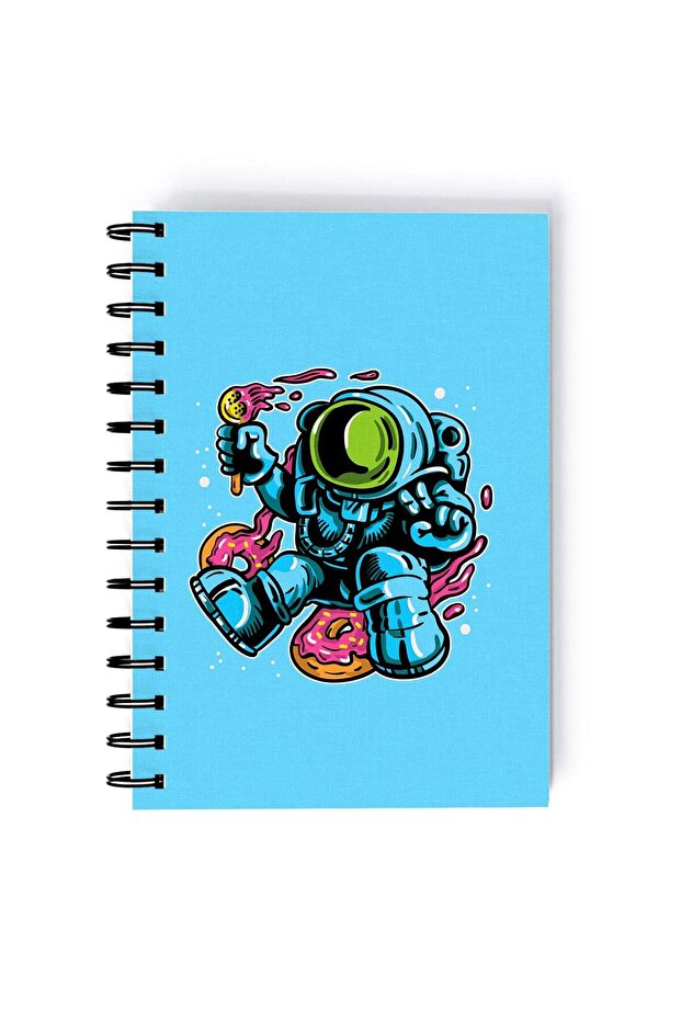 Donut And Astronaut Rectangle Spiral A5 Notebook Multicolour