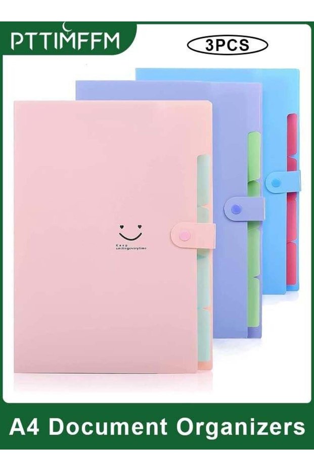 3 Pack Expandable A4 Document Organizers, Portable Multi-Pocket File Folders for Home, Office, Scho