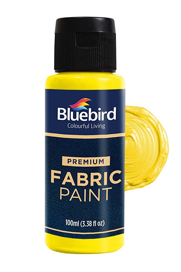 BLUEBIRD Fabric Paint, Lemon Yellow, 3.4 Fl Oz, Permanent Fabric Paints for Clothes, Furniture Upho