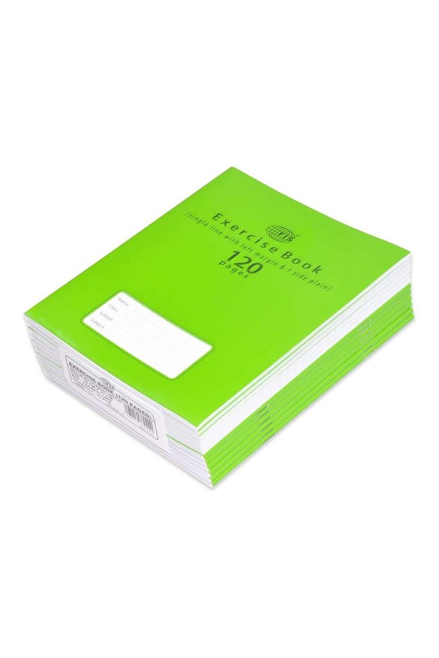Exercise Book Pack Of 12 120 Pages Single Line 1 Side- Plain With Margin FSEBPSL120N