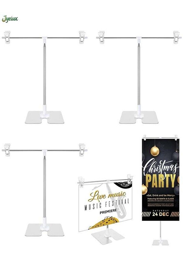 Adjustable Metal Banner Holder, T Shaped Sign Holder Stand for Countertop Display, 11.4–37 inch Hei