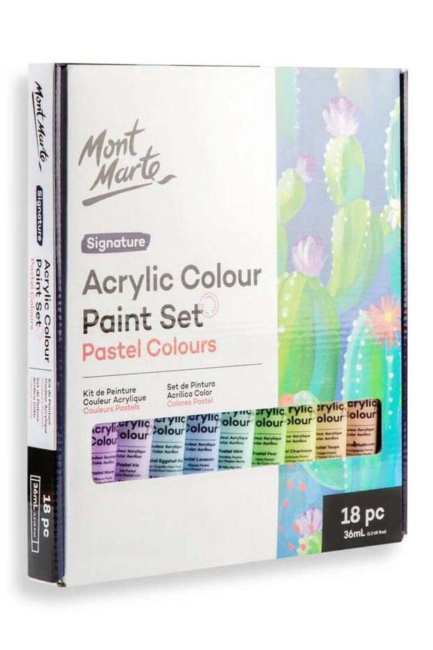 18-Piece Signature Acrylic Paint Set Pastel Colours 36ml Content Per Tube