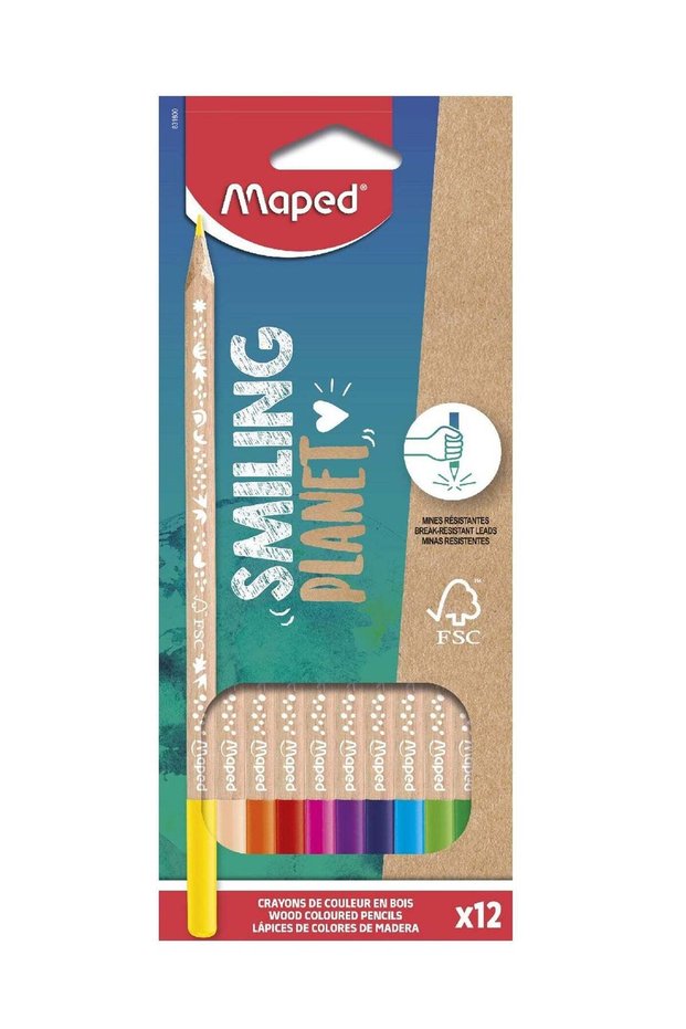 12-Piece Smiling Planet Colour Pencils Multicolour