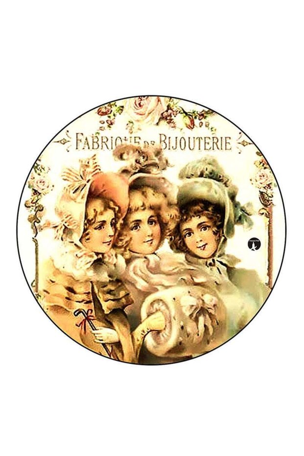 Vintage Art Printed Round Pin Badge Multicolour