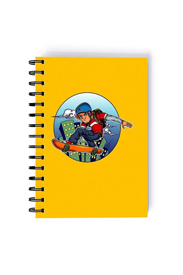 Skating Boy Quality Rectangle Spiral A5 Notebook Multicolour
