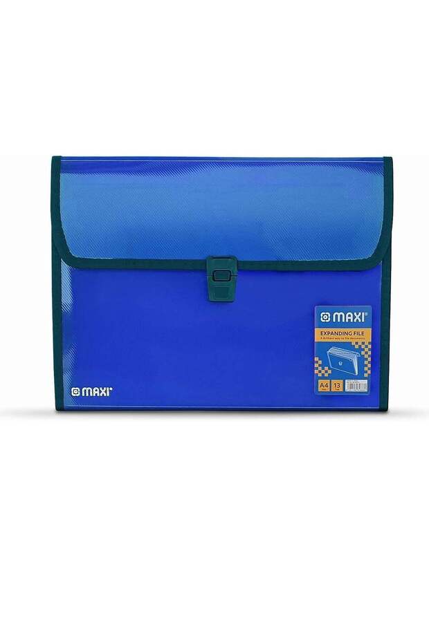 Maxi Expansion File 13 Grids Without Handle Blue, 13 Pockets Expanding Folders, Portable Accordion