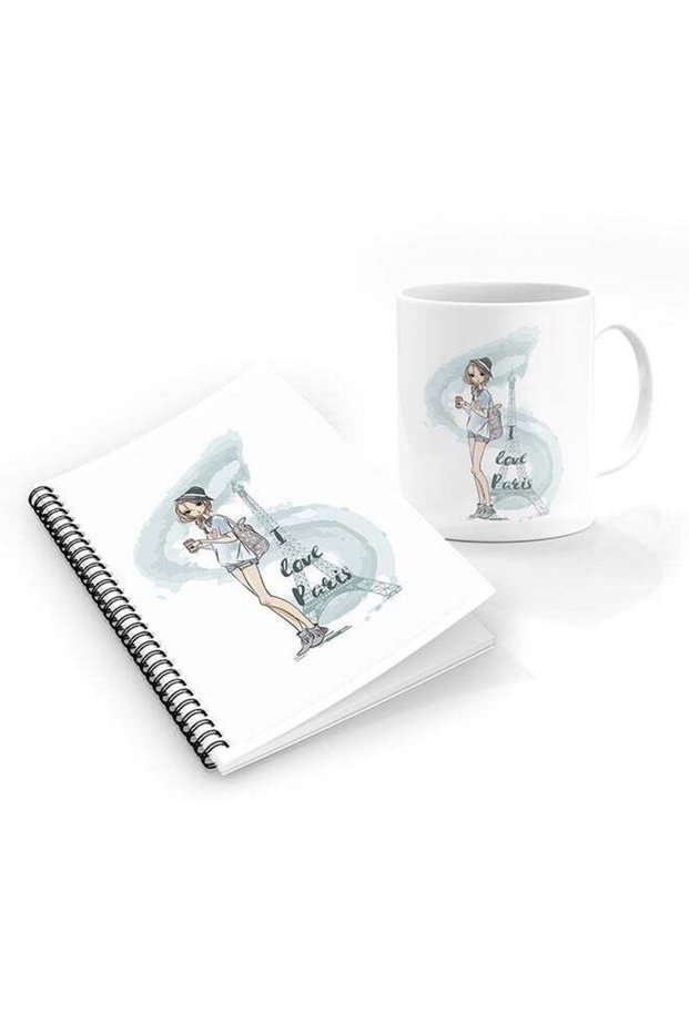 Designer Printed Coffee Mug + A5 Spiral Notebook Memo Notepad Journal Personalised Combo Gift Set
