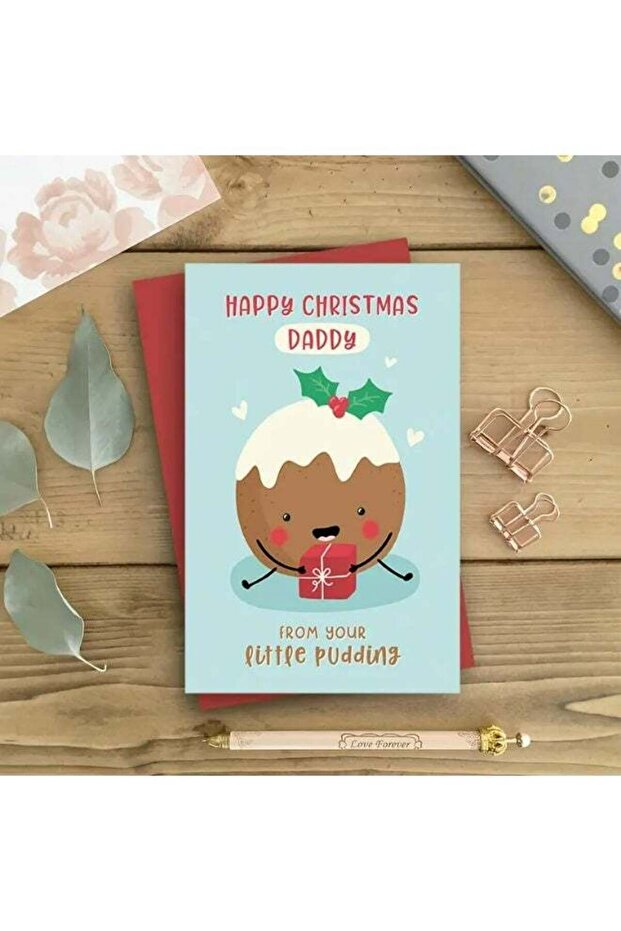 Cute Christmas Card for The Holiday Season, Christmas Card With Envelope (Pudding)