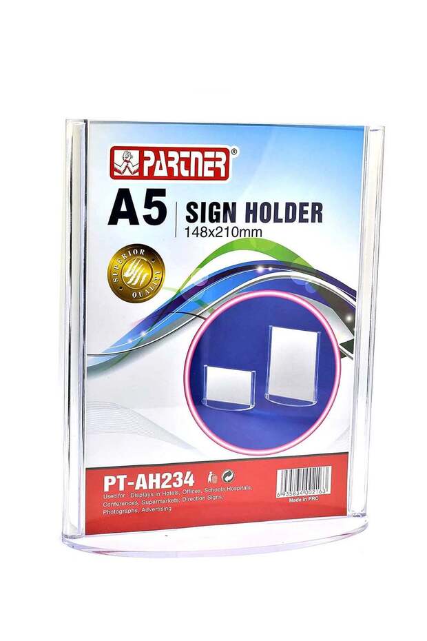 A5 Size Acrylic Sign Holder Vertical With Oval Base