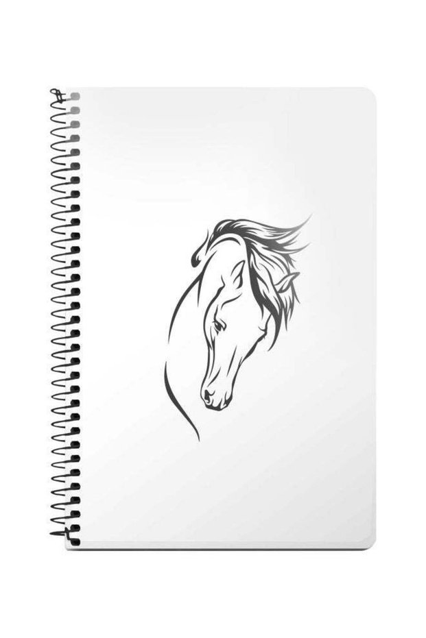 A5 Arabstallion Strut Printed Spiral Bound Notebook White/Grey