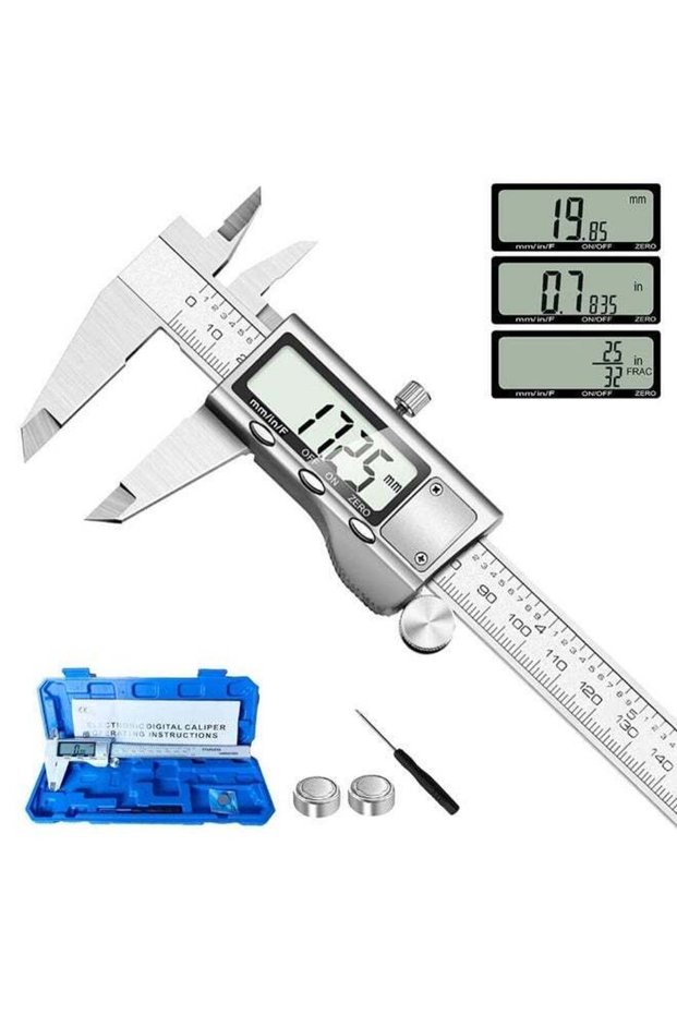 Digital Caliper 6 Inch, Stainless Steel Electronic Caliper Measuring Tool with LCD Display, Inch Me
