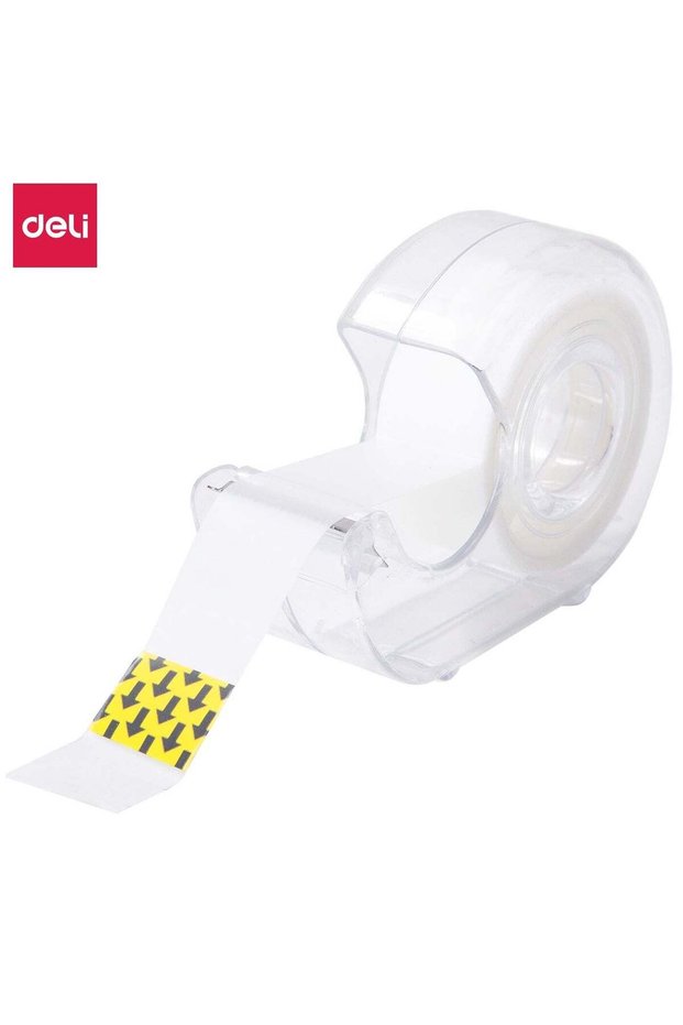 Deli EA30011 Stick Up BOPP Invisible Tape with Dispenser, 18mm x 7.62m, Non-Toxic, Low Odor
