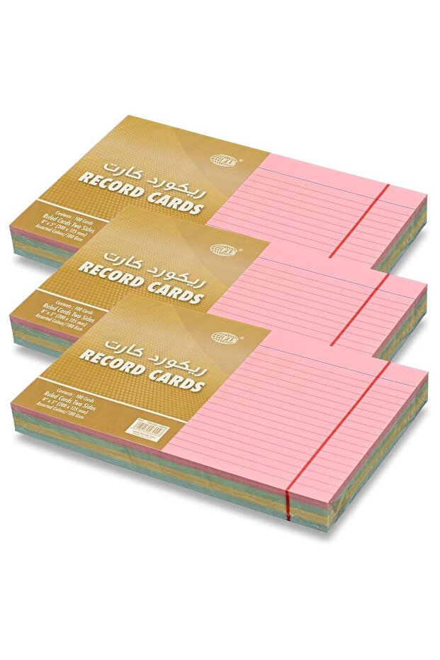 FIS® Ruled Record Cards or Index Cards, Size:8"x5" Inches (203x127mm), Two Sides Single Ruled, 180g