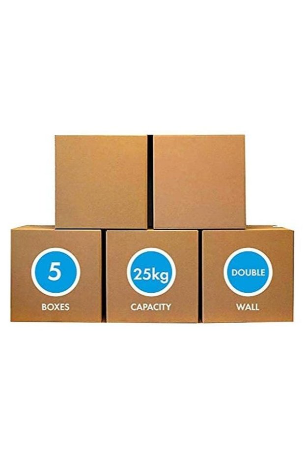 [5 Pack] Medium Double Wall 100% Recyclable Corrugated Cardboard Moving Boxes with 25 KG Capacity,