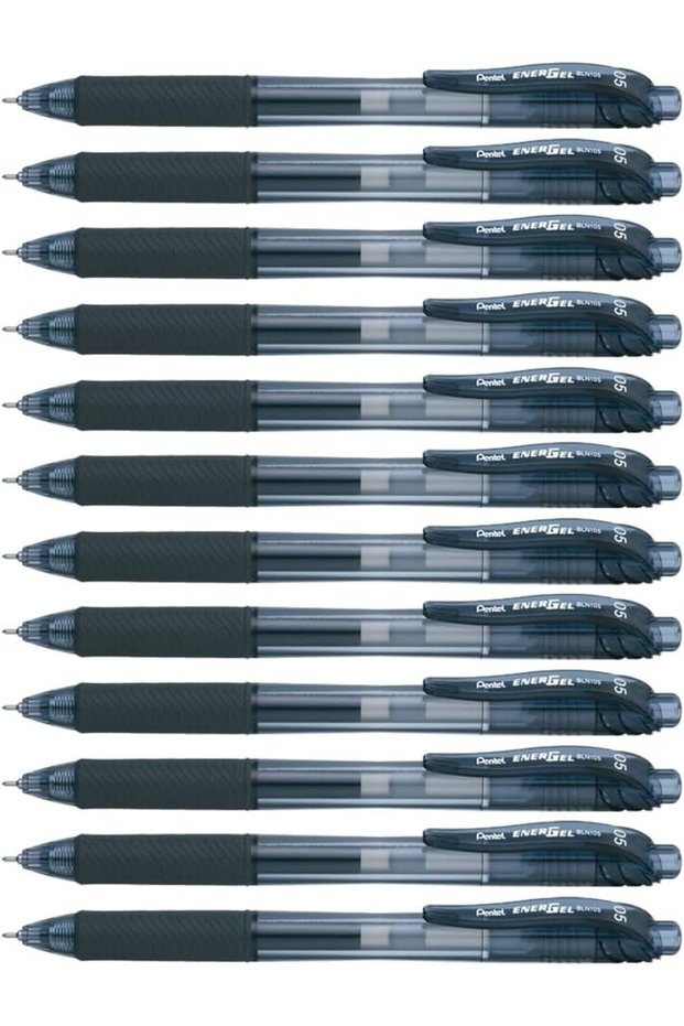 Pentel Energel-X Retractable Liquid Gel Pen, 0.5 Mm, Black, Pack Of 12