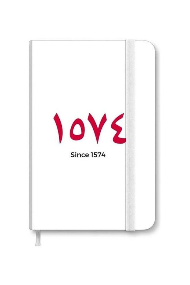 Designer A5 Thick Hardcover Notebook - LOVE Since 1574 White