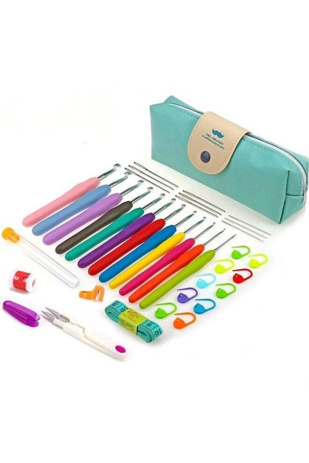 12PCS Crochet Hooks Kit 2.0mm to 8.0mm Aluminum Crochet Needles Set with Storage Bag Yarn Weave Kni