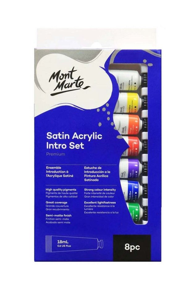 8-Piece Satin Acrylic Paint Tubes Intro Set Multicolour