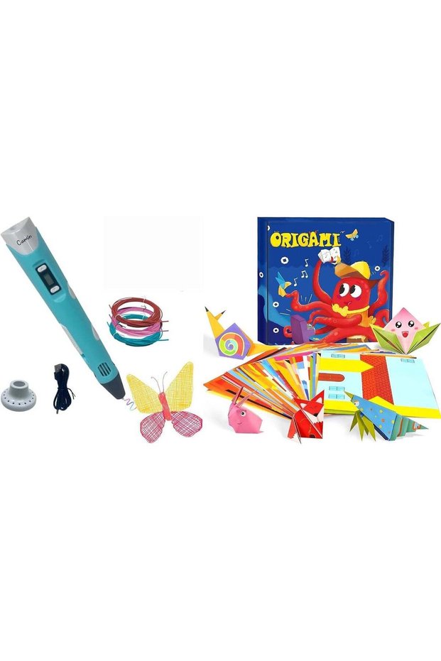 Set of 2 pcs one 3d pen with filament and one origami making kit ideal for arts and craft activitie