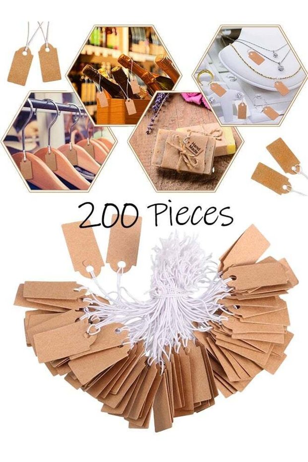 Tagged labels Kraft paper price tags Writable blank price tags Display tags with elastic hanging co