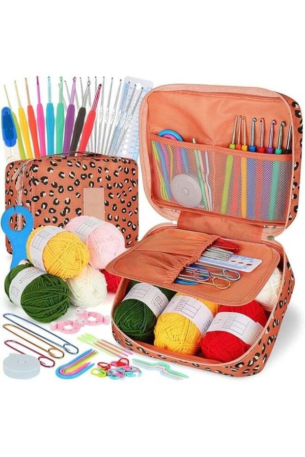 Crochet Kit for Beginners Adults: 58PCS Ergonomic Crochet Hooks Set with Case, DIY Hand Knitting Cr