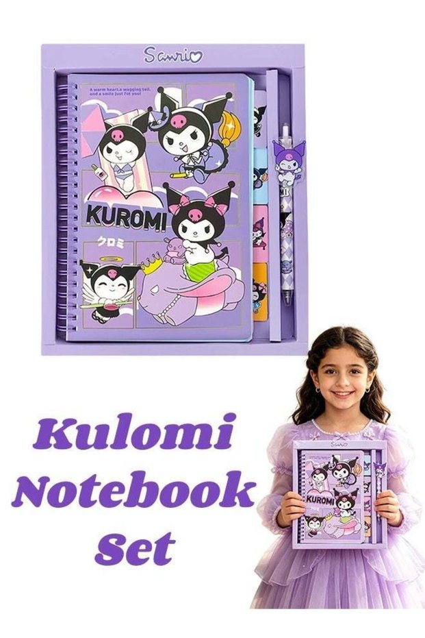 Kuromi Kawaii Cartoon Stationery Gift Set, Spiral Notebook With Decorative Gel Pen Portable B6 Jour
