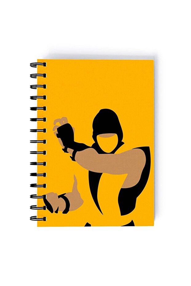 Finish Him Pattern Printed Spiral A5 Notebook Yellow/Black