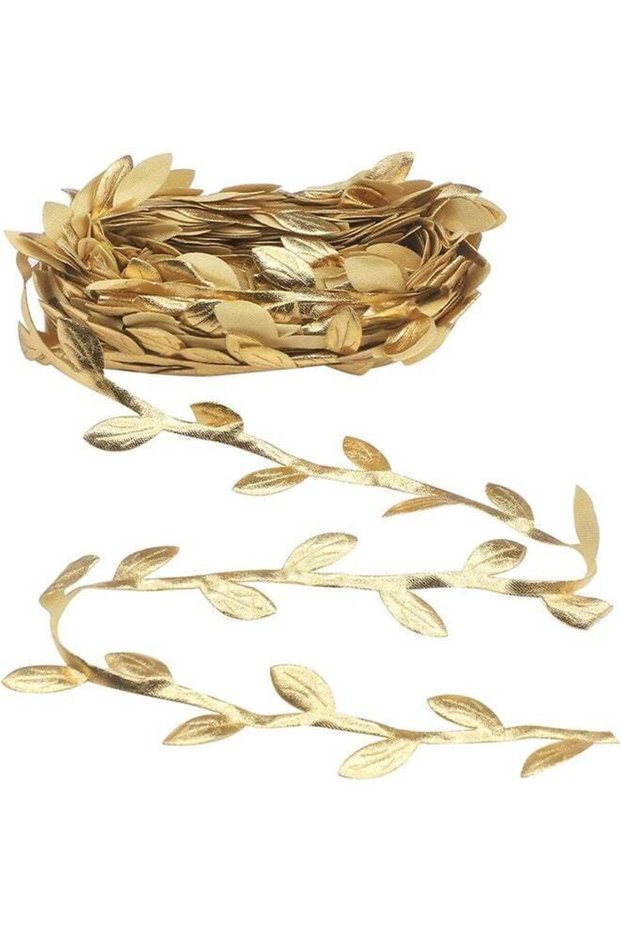 Gold Leaves Leaf Ribbon, 11 Yards Vine Leaves Ribbon Trim Perfect Decoration for DIY Craft, Garland