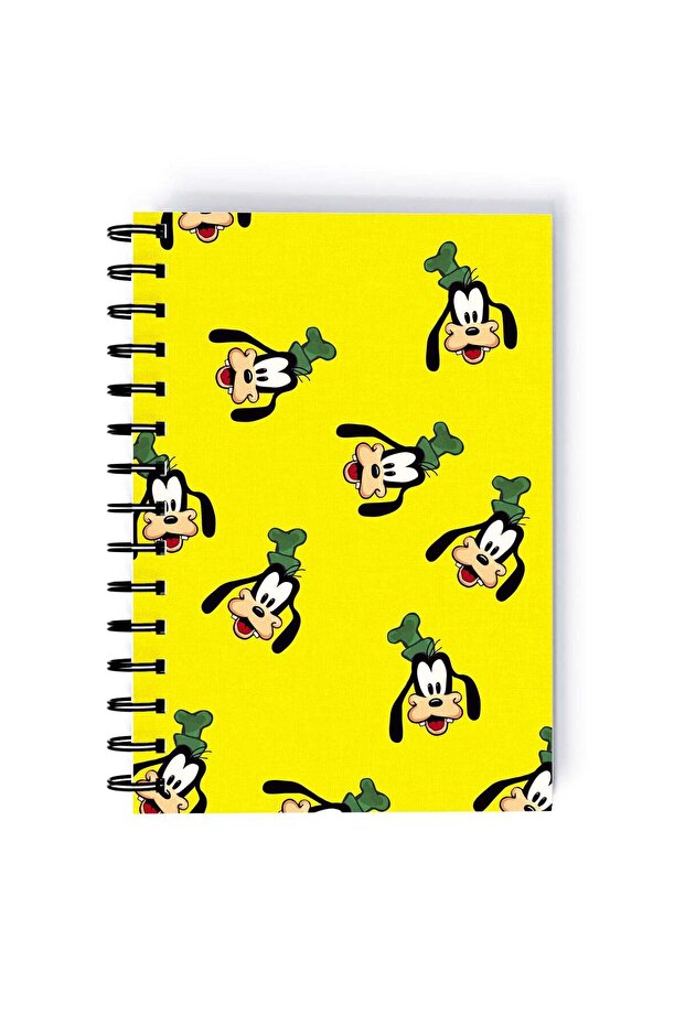 Goofy Printed Spiral A5 Notebook White/Black/Green