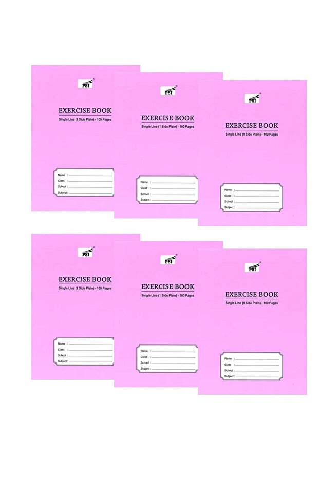 6-Piece Single Line Exercise Notebook With One Side Plain 100 Pages