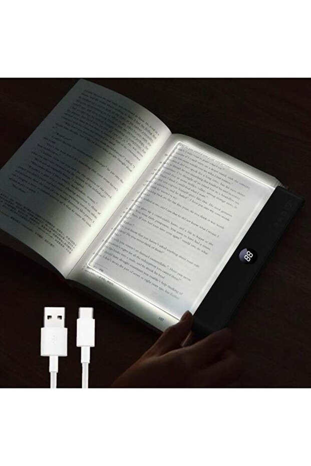 Book Light, Rechargeable Clear LED Flat Reading Light with 3 Colors & Timer, Dimmable Panel Plate L