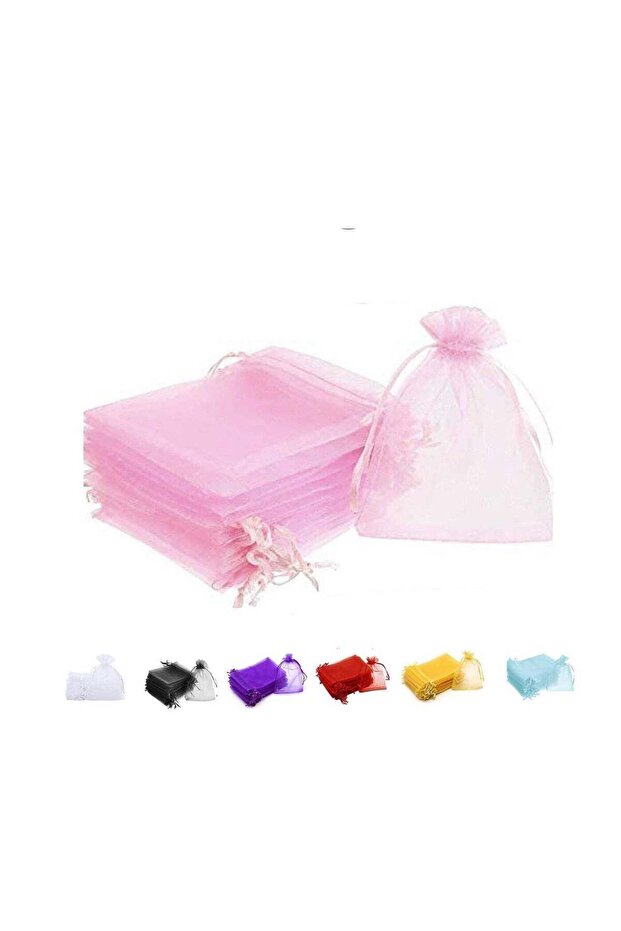 [100 Pieces] Light Pink Organza Bags with Drawstrings - [7x9 cm] Organza Goody Bags and Gift Pouche