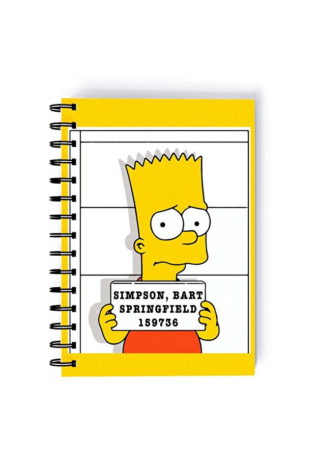Running Pattern Homer Simpson Printed Spiral A5 Notebook Blue/White/Yellow