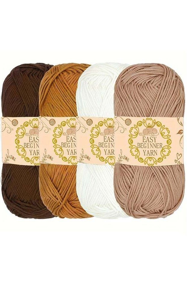Bamboo Cotton Sport Yarn - 50g/Skein - Shades of Brown - 4 Skeins