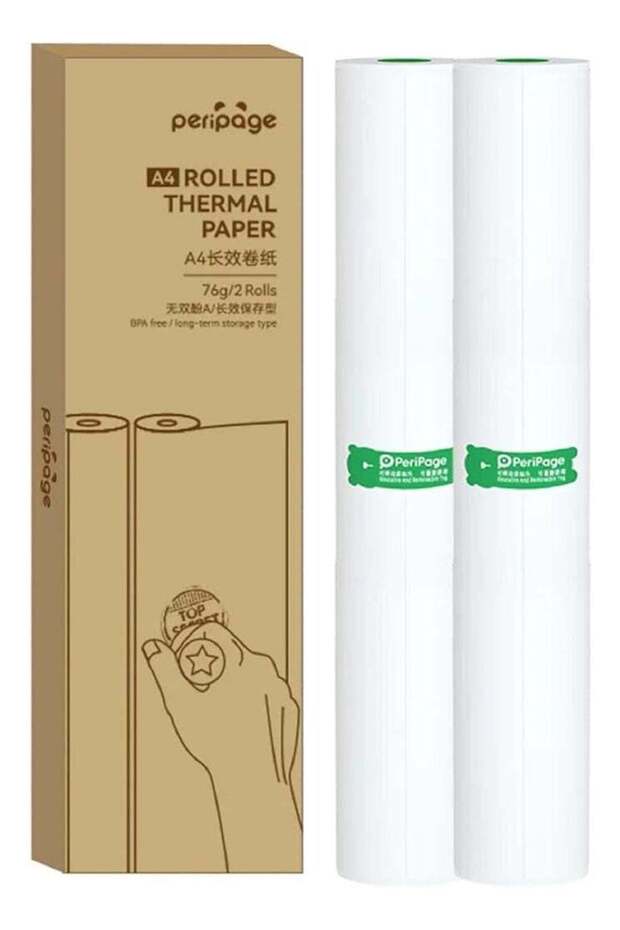 Thermal Paper, Printing Paper, 210 x 30mm -2 Rolls, 8 inch Paper for PeriPage Portable Printer