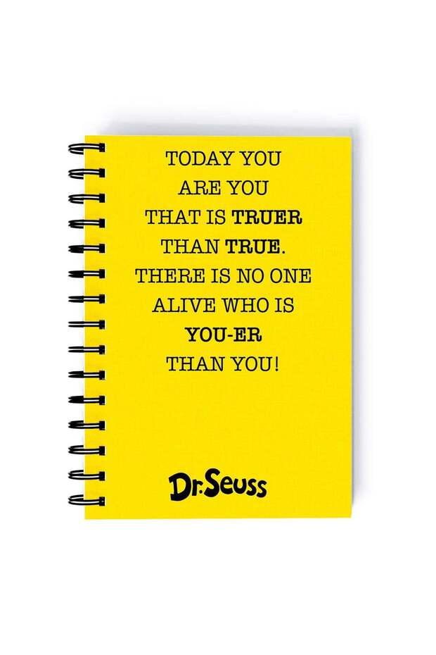 Dr Seuss Quote Printed Spiral A4 Notebook Blue/White