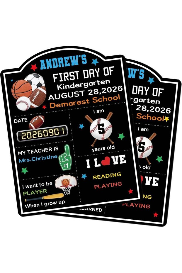 ARS First and Last Day of School Board, Double Sided Reusable Photo Prop Sign for Kids Kindergarten