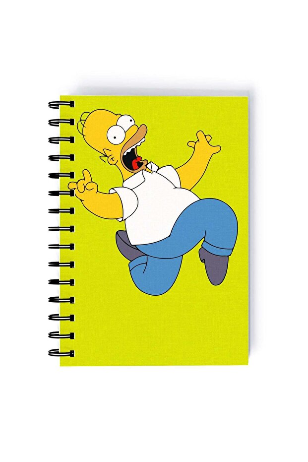 The Running Simpsons Printed Spiral A5 Notebook Yellow/White/Blue