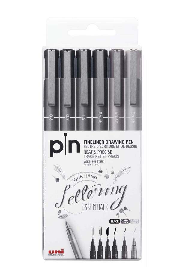 6-Piece Lettering Fineliner Drawing Pen