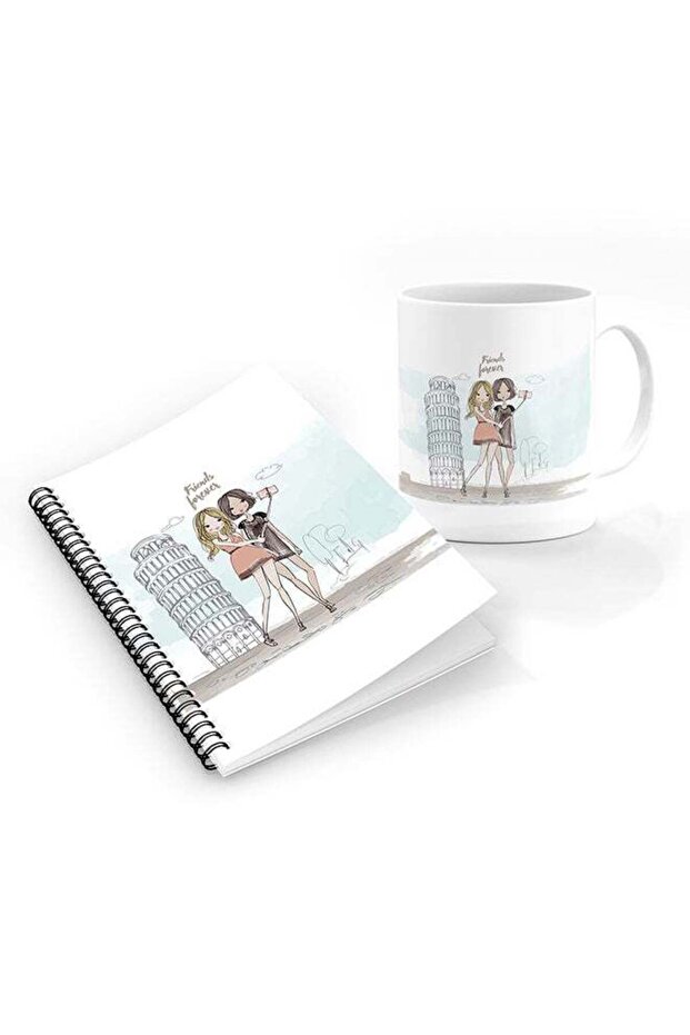 Designer Printed Coffee Mug + A5 Spiral Notebook Memo Notepad Journal Personalised Combo Gift Set F