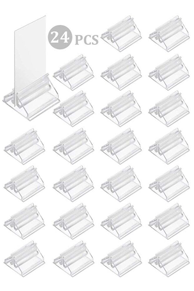 24 Pack Clear Acrylic Place Card Holders | 0.75 x 0.75 Inch Mini Table Card Stands | Multi-Purpose