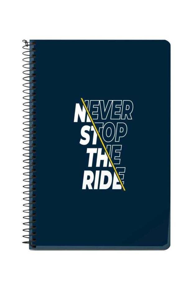 A5 Never Stop The Ride Printed Spiral Bound Notebook Blue/White/Yellow