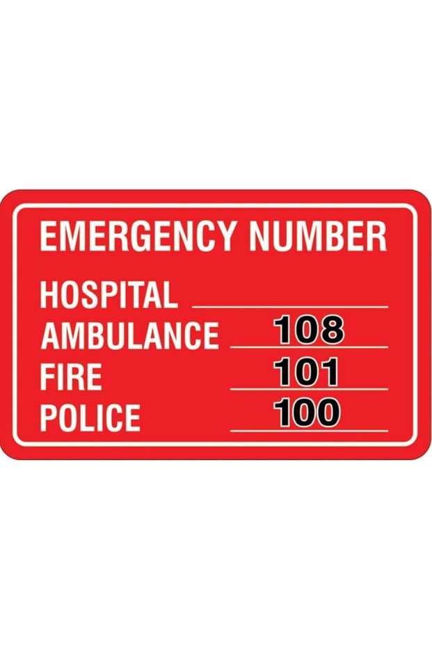 Emergency Sign Decal Sticker - Easy to Mount Weather Resistant Long Lasting Ink Size (