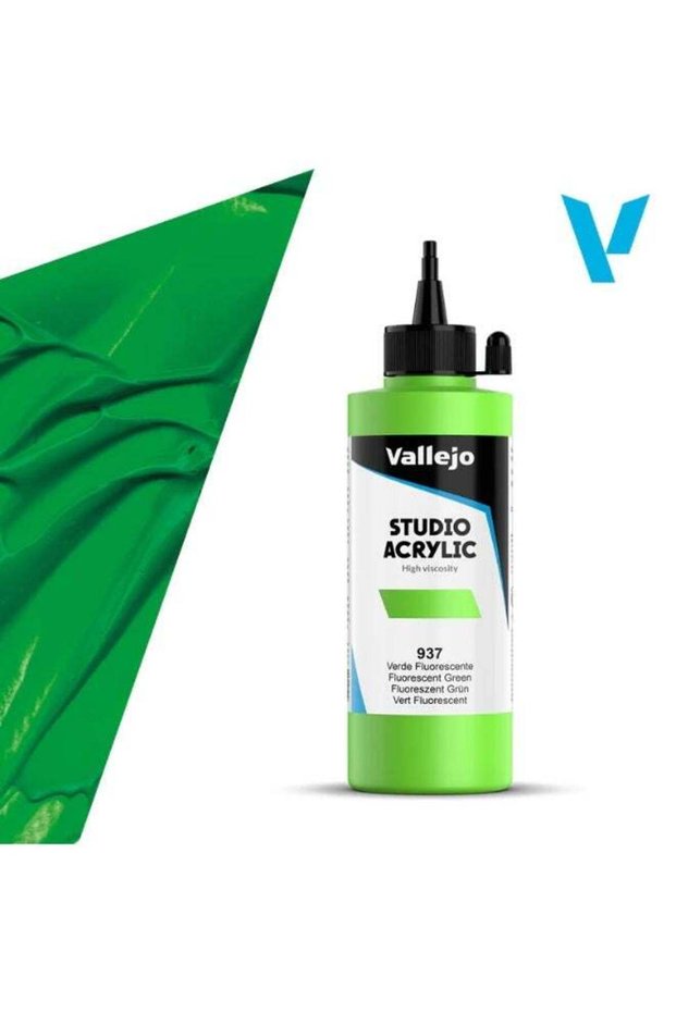 Acrylic Studio Fluorescent Green 500ml – Large Neon Green Acrylic Paint -(23937)