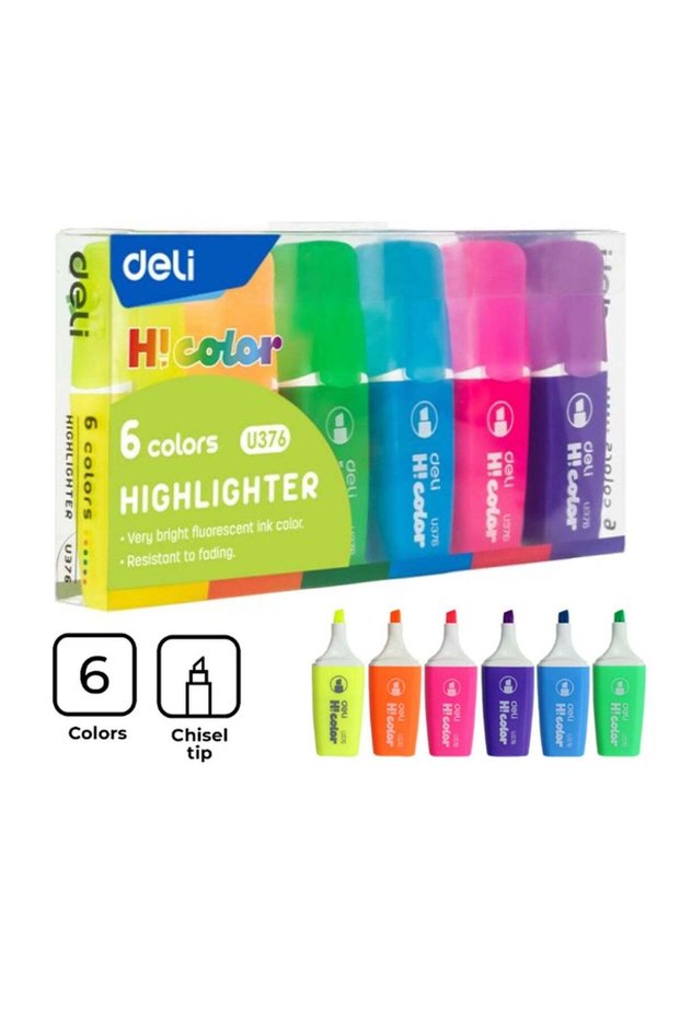 6-Piece Mini Flourescent Highlighters Multicolour